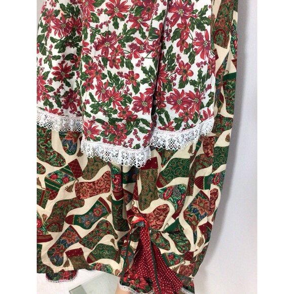 Handmade Christmas Dress Maxi Length Attached Apron Mrs. Claus Large - Picture 6 of 9
